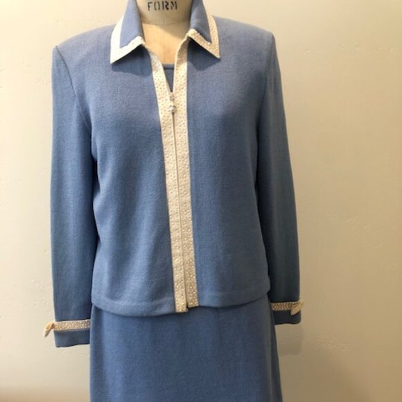 Light Blue Highly Embellished St. John Evening Suit by Marie Gray